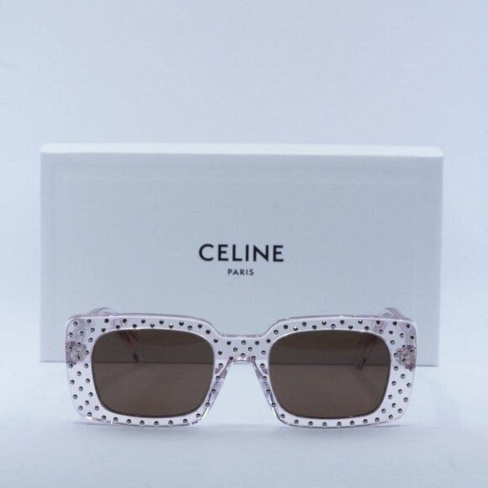Celine CL4213IS 27E Square Sunglasses – Shiny Crystal/Brown - Picture 4 of 10